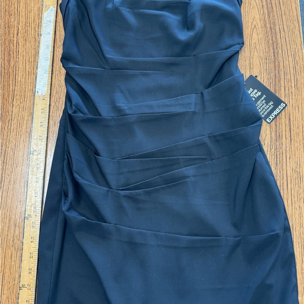 Express Black Ruched Mini Dress - Picture 6 of 6